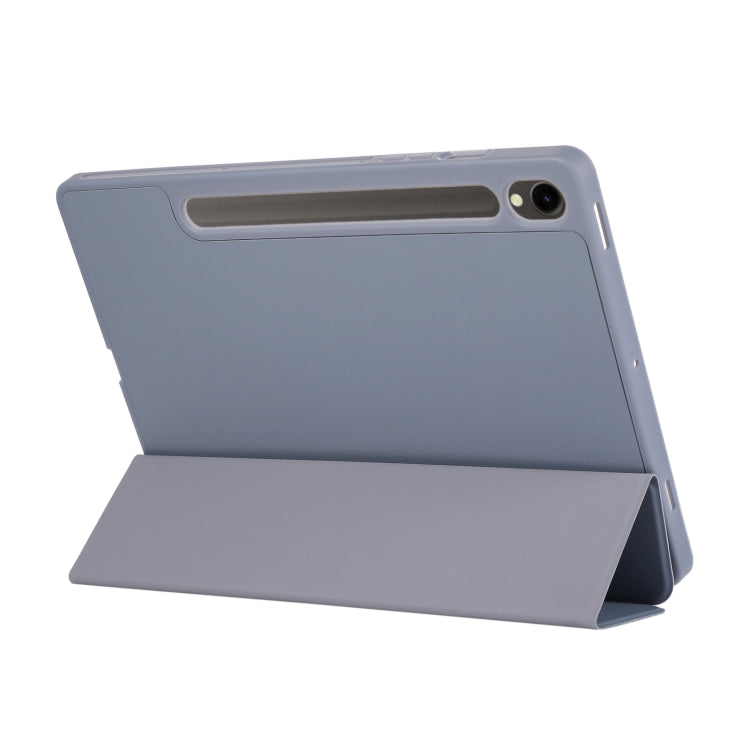 For Samsung Galaxy Tab S9 FE 3-Fold Pure Color TPU Leather Tablet Case with Pen Slot(Lavender) - Galaxy Tab S9 FE by PMC TechLife | Online Shopping South Africa | PMC TechLife
