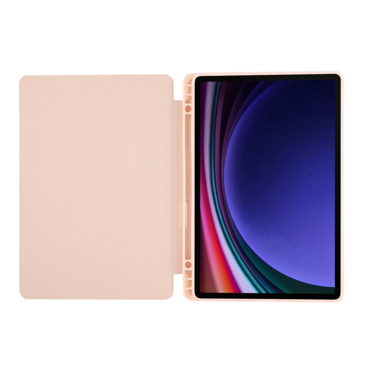 For Samsung Galaxy Tab  S10 FE / S9 FE 3-Fold Pure Color TPU Leather Tablet Case with Pen Slot(Pink) - Galaxy Tab S9 FE by PMC TechLife | Online Shopping South Africa | PMC TechLife | Buy Now Pay Later Mobicred