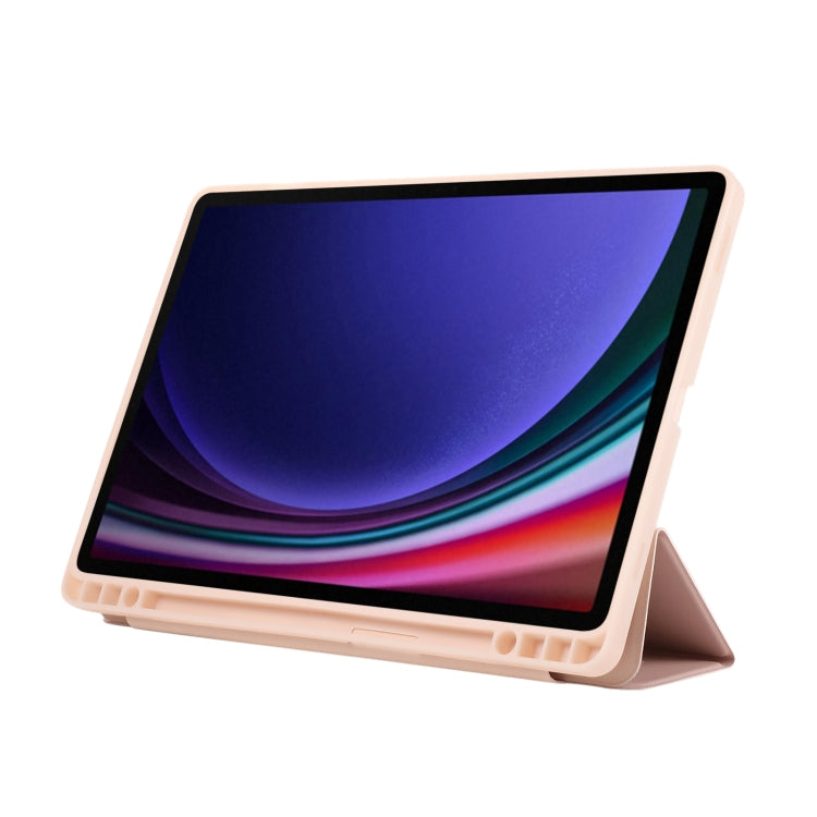 For Samsung Galaxy Tab  S10 FE / S9 FE 3-Fold Pure Color TPU Leather Tablet Case with Pen Slot(Pink) - Galaxy Tab S9 FE by PMC TechLife | Online Shopping South Africa | PMC TechLife | Buy Now Pay Later Mobicred