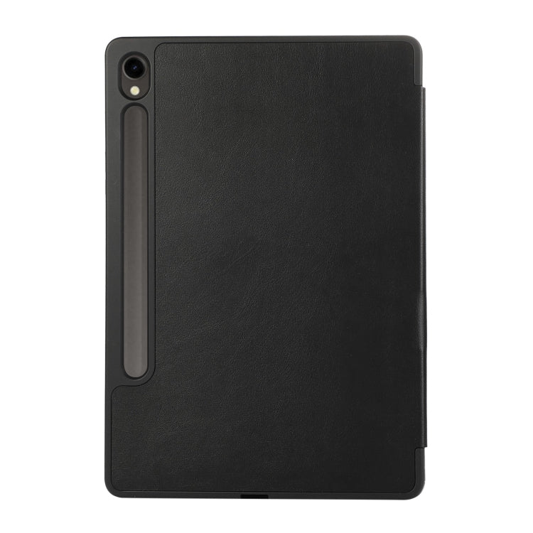For Samsung Galaxy Tab S9 3-Fold Pure Color TPU Leather Tablet Case with Pen Slot(Black) - Galaxy Tab S9 Cases by PMC TechLife | Online Shopping South Africa | PMC TechLife
