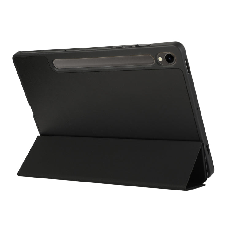 For Samsung Galaxy Tab S9 3-Fold Pure Color TPU Leather Tablet Case with Pen Slot(Black) - Galaxy Tab S9 Cases by PMC TechLife | Online Shopping South Africa | PMC TechLife