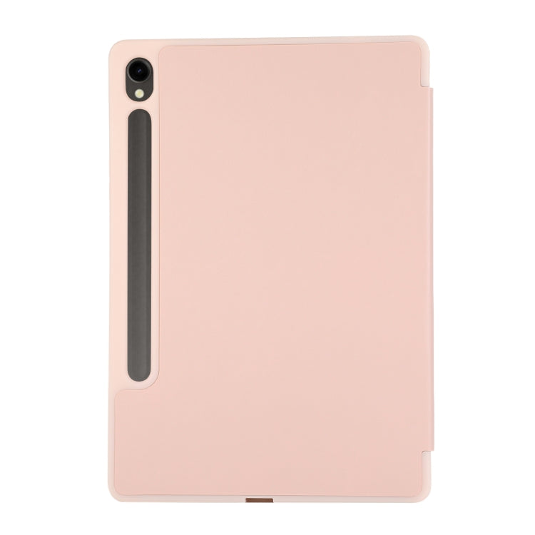For Samsung Galaxy Tab S10 FE /  S9 3-Fold Pure Color TPU Leather Tablet Case with Pen Slot(Pink) - free shipping - PMC TechLife - Order now!