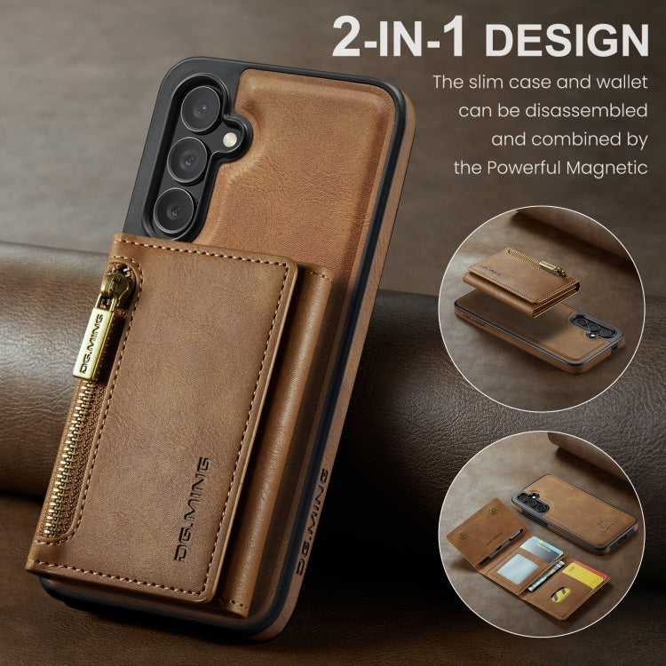 For Samsung Galaxy S24+ 5G DG.MING M5 Series Zip RFID Multi Card Detachable Leather Phone Case(Brown) - free shipping - PMC Jewellery - Order now!