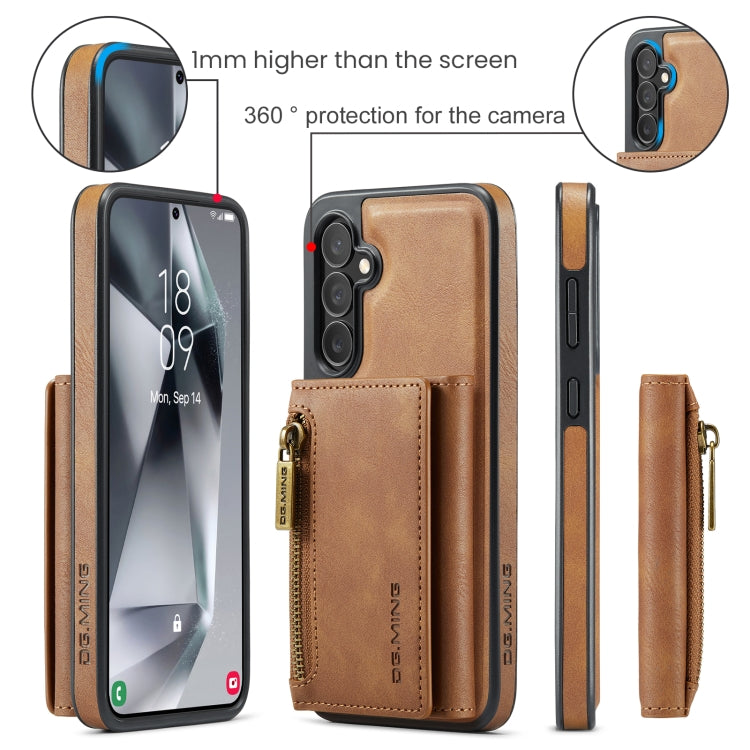 For Samsung Galaxy S24+ 5G DG.MING M5 Series Zip RFID Multi Card Detachable Leather Phone Case(Brown) - free shipping - PMC Jewellery - Order now!