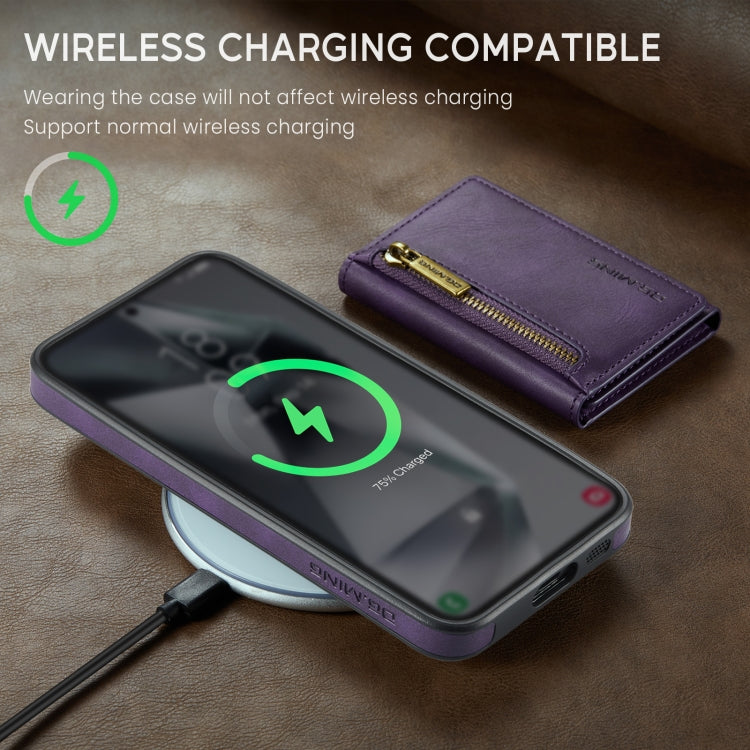 For Samsung Galaxy S24+ 5G DG.MING M5 Series Zip RFID Multi Card Detachable Leather Phone Case(Purple) - free shipping - PMC Jewellery - Order now!