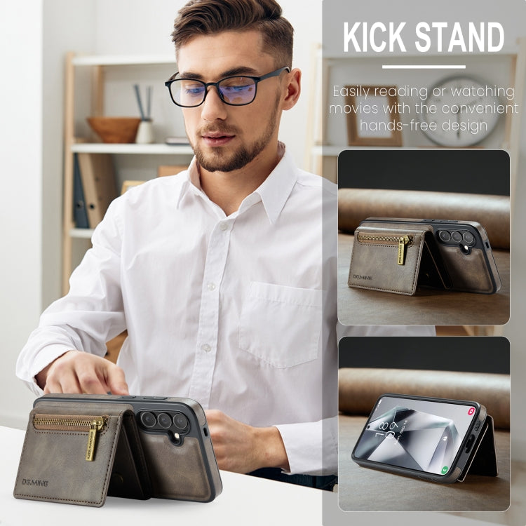 For Samsung Galaxy S24 5G DG.MING M5 Series Zip RFID Multi Card Detachable Leather Phone Case(Coffee) - free shipping - PMC Jewellery - Order now!