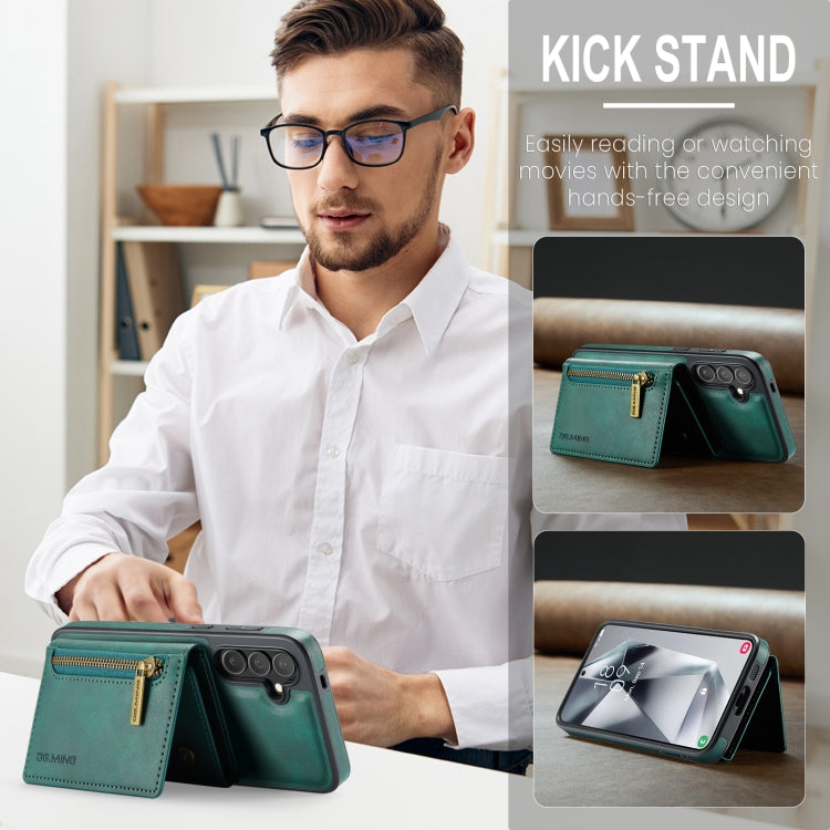 For Samsung Galaxy S24 5G DG.MING M5 Series Zip RFID Multi Card Detachable Leather Phone Case(Green) - free shipping - PMC Jewellery - Order now!