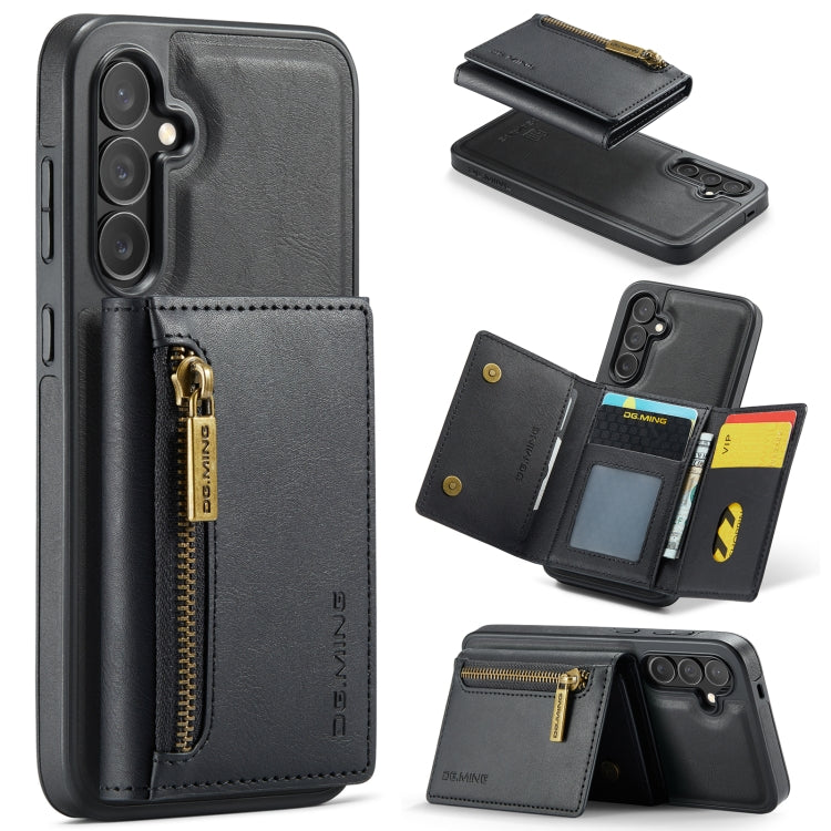 For Samsung Galaxy S24 FE 5G DG.MING M5 Series Zip RFID Multi Card Detachable Leather Phone Case(Black) - free shipping - PMC Jewellery - Order now!