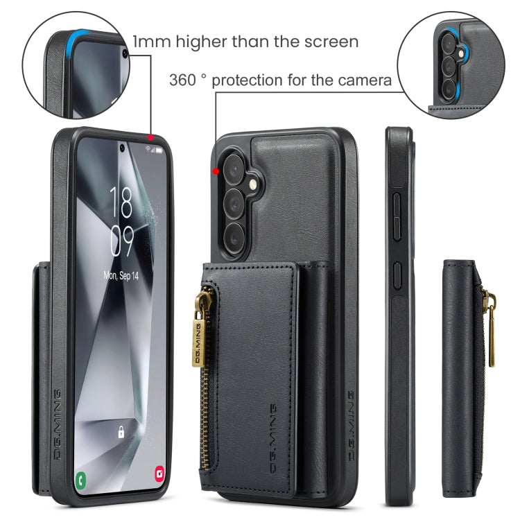 For Samsung Galaxy S24 FE 5G DG.MING M5 Series Zip RFID Multi Card Detachable Leather Phone Case(Black) - free shipping - PMC Jewellery - Order now!