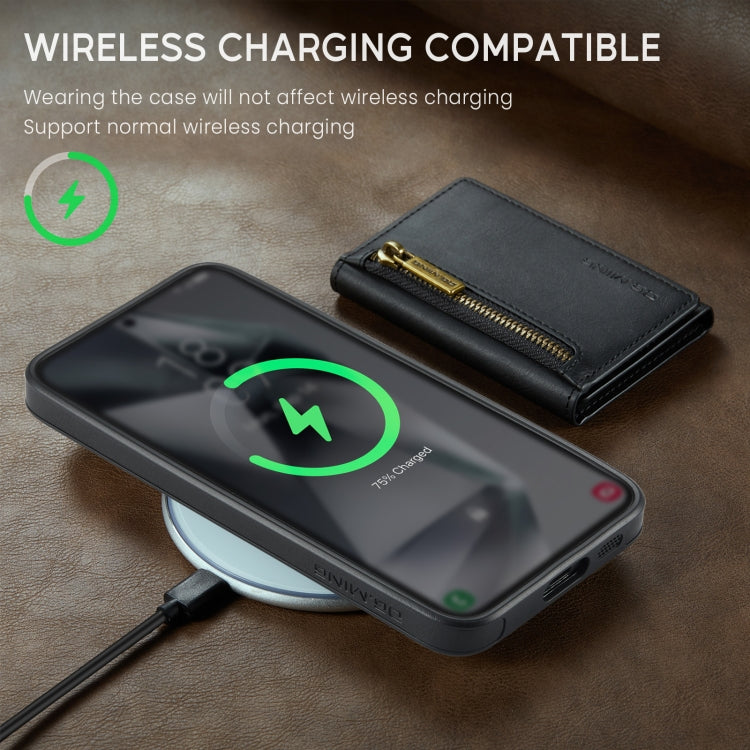 For Samsung Galaxy S24 FE 5G DG.MING M5 Series Zip RFID Multi Card Detachable Leather Phone Case(Black) - free shipping - PMC Jewellery - Order now!