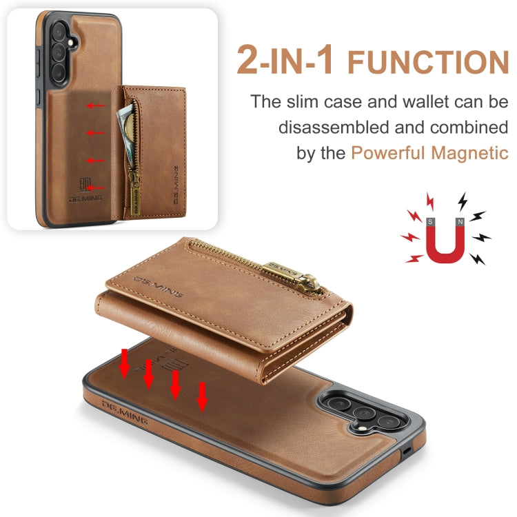 For Samsung Galaxy S24 FE 5G DG.MING M5 Series Zip RFID Multi Card Detachable Leather Phone Case(Brown) - free shipping - PMC Jewellery - Order now!