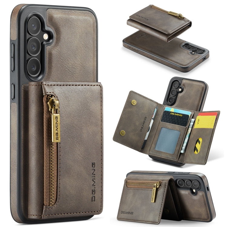 For Samsung Galaxy S24 FE 5G DG.MING M5 Series Zip RFID Multi Card Detachable Leather Phone Case(Coffee) - free shipping - PMC Jewellery - Order now!