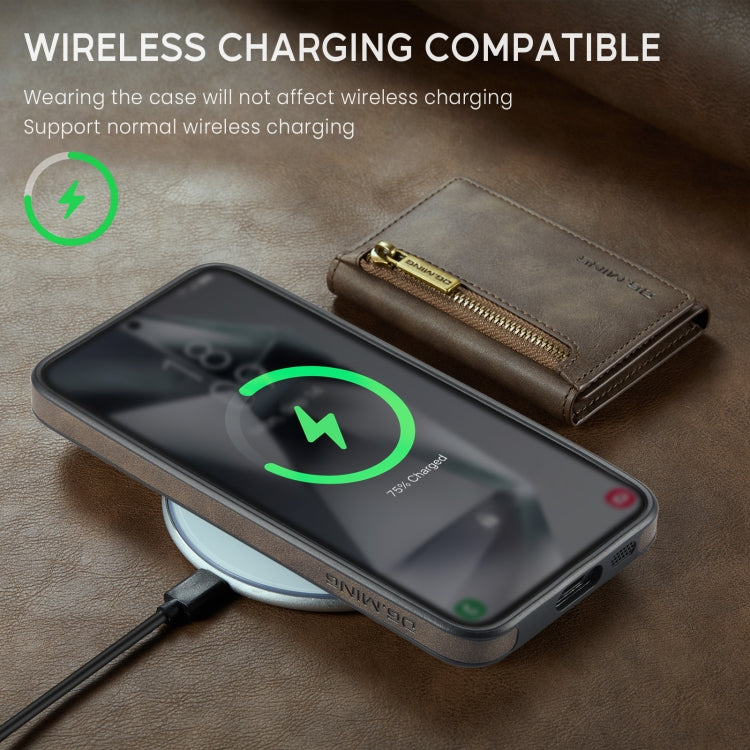 For Samsung Galaxy S24 FE 5G DG.MING M5 Series Zip RFID Multi Card Detachable Leather Phone Case(Coffee) - free shipping - PMC Jewellery - Order now!