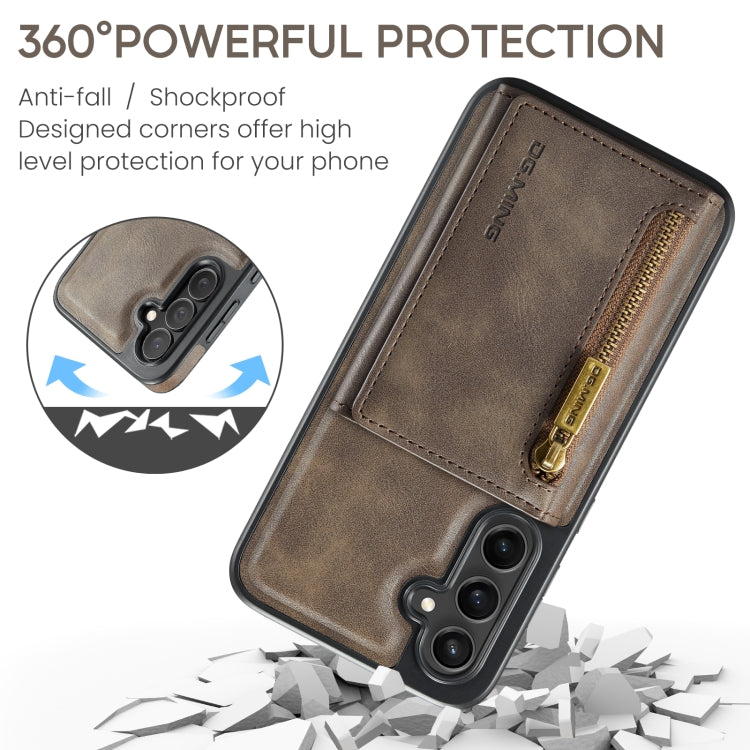 For Samsung Galaxy S24 FE 5G DG.MING M5 Series Zip RFID Multi Card Detachable Leather Phone Case(Coffee) - free shipping - PMC Jewellery - Order now!