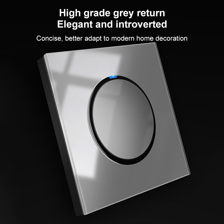 86mm Round LED Tempered Glass Switch Panel, Gray Round Glass, Style:Two Open Dual Control - free shipping - PMC Jewellery - Order now!