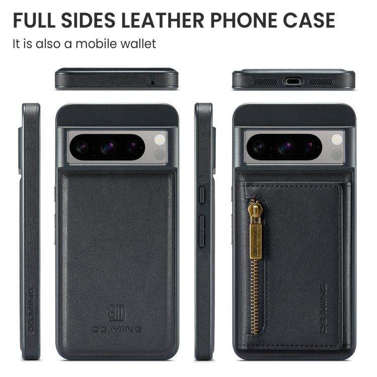 For Google Pixel 8 Pro DG.MING M5 Series Zip RFID Multi Card Detachable Leather Phone Case(Black) - Google Cases by DG.MING | Online Shopping South Africa | PMC TechLife | Buy Now Pay Later Mobicred