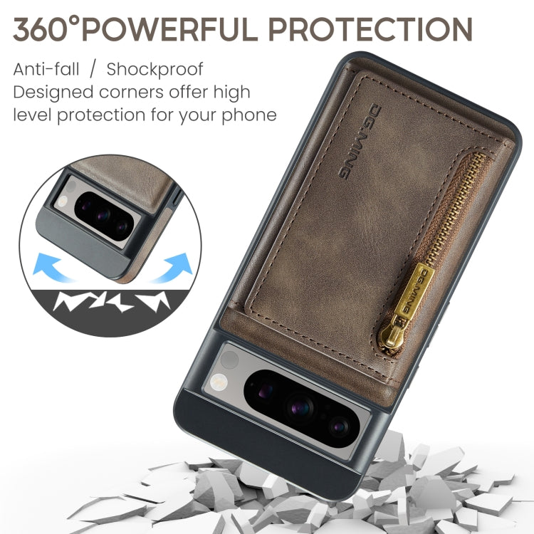For Google Pixel 8 Pro DG.MING M5 Series Zip RFID Multi Card Detachable Leather Phone Case(Coffee) - free shipping - PMC TechLife - Order now!
