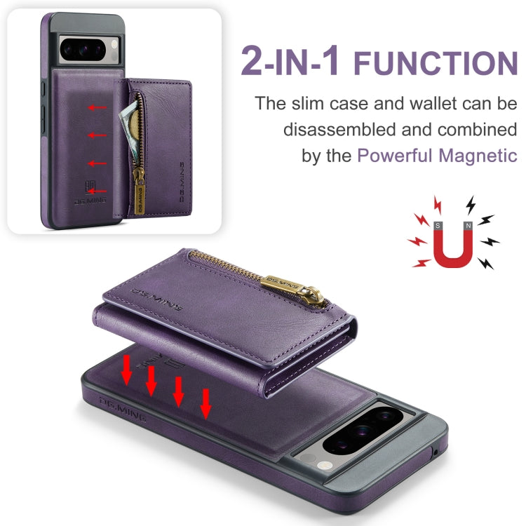 For Google Pixel 8 Pro DG.MING M5 Series Zip RFID Multi Card Detachable Leather Phone Case(Purple) - Google Cases by DG.MING | Online Shopping South Africa | PMC TechLife | Buy Now Pay Later Mobicred