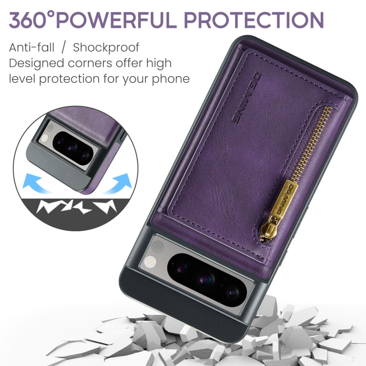 For Google Pixel 8 Pro DG.MING M5 Series Zip RFID Multi Card Detachable Leather Phone Case(Purple) - Google Cases by DG.MING | Online Shopping South Africa | PMC TechLife | Buy Now Pay Later Mobicred