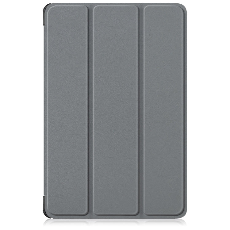 For Lenovo Tab M11/ Xiaoxin Pad 11 2024 Custer Texture 3-Fold Holder Leather Smart Tablet Case(Grey) - Lenovo by PMC Jewellery | Online Shopping South Africa | PMC Jewellery | Buy Now Pay Later Mobicred