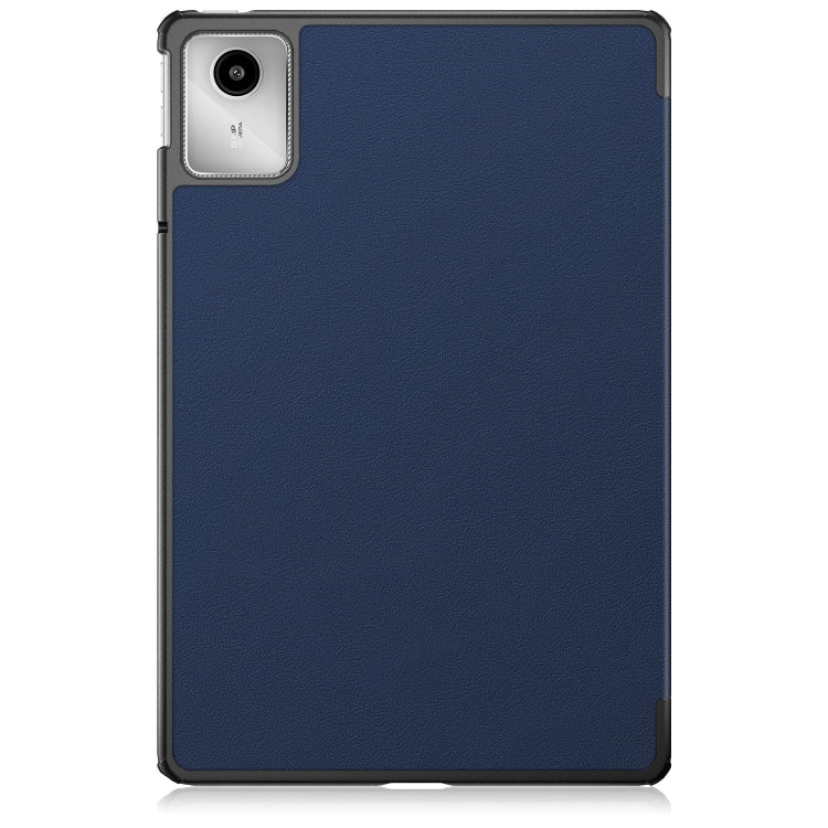 For Lenovo Tab M11/ Xiaoxin Pad 11 2024 Custer Pure Color 3-folding Leather Smart Tablet Case(Dark Blue) - Lenovo by PMC Jewellery | Online Shopping South Africa | PMC Jewellery | Buy Now Pay Later Mobicred