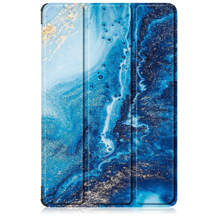 For Lenovo Tab M11/ Xiaoxin Pad 11 2024 Custer Painted 3-Fold Holder Leather Smart Tablet Case(Waves) - free shipping - PMC TechLife - Order now!