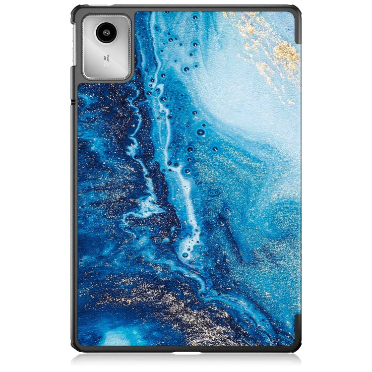 For Lenovo Tab M11/ Xiaoxin Pad 11 2024 Custer Painted 3-Fold Holder Leather Smart Tablet Case(Waves) - free shipping - PMC TechLife - Order now!