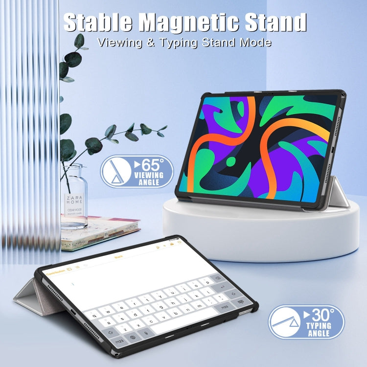 For Lenovo Tab M11/ Xiaoxin Pad 11 2024 Custer Painted 3-Fold Holder Leather Smart Tablet Case(Lazy Cat) - free shipping - PMC Jewellery - Order now!