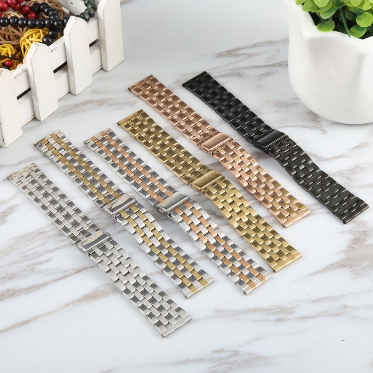 22mm Universal Five Beads Stainless Steel Watch Band(Silver Rose Gold) - free shipping - PMc TechLife - Order now!
