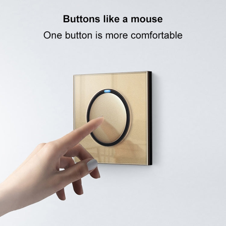 86mm Round LED Tempered Glass Switch Panel, Gold Round Glass, Style:Two Billing Control -  by PMC Jewellery | Online Shopping South Africa | PMC Jewellery | Buy Now Pay Later Mobicred