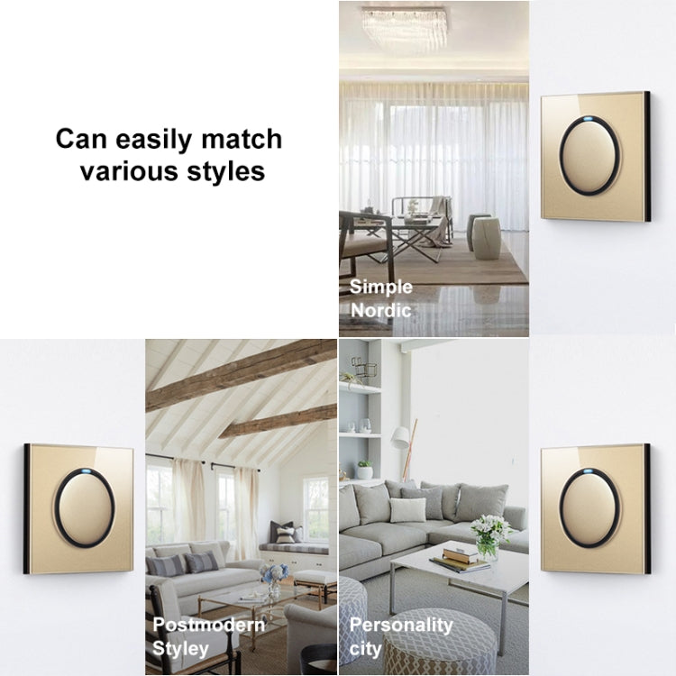 86mm Round LED Tempered Glass Switch Panel, Gold Round Glass, Style:Telephone Socket - Switch by PMC TechLife | Online Shopping South Africa | PMC TechLife | Buy Now Pay Later Mobicred