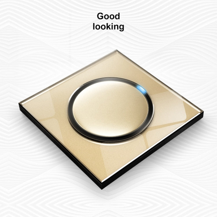 86mm Round LED Tempered Glass Switch Panel, Gold Round Glass, Style:TV Socket - Switch by PMC TechLife | Online Shopping South Africa | PMC TechLife | Buy Now Pay Later Mobicred