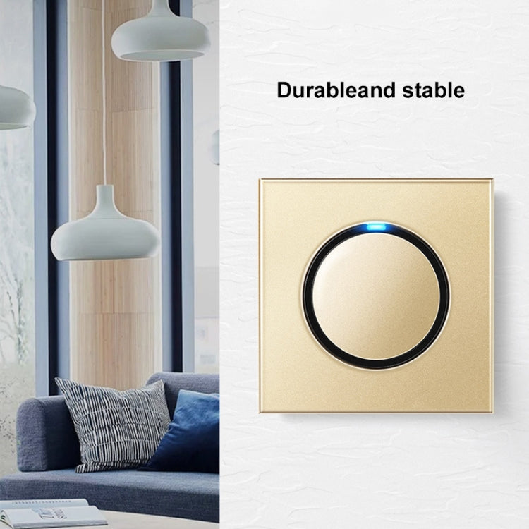 86mm Round LED Tempered Glass Switch Panel, Gold Round Glass, Style:TV Socket - Switch by PMC TechLife | Online Shopping South Africa | PMC TechLife | Buy Now Pay Later Mobicred