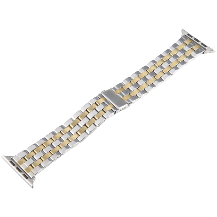 For Apple Watch Series 3 38mm 22mm Ultra-thin Five Beads Stainless Steel Watch Band(Silver Gold) - free shipping - PMC TechLife - Order now!