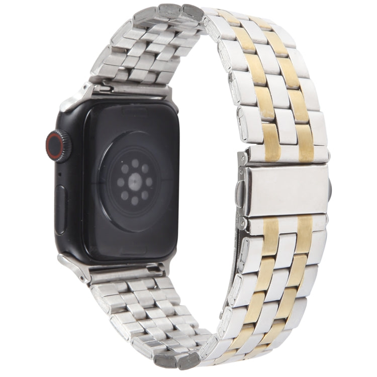For Apple Watch 38mm 22mm Ultra-thin Five Beads Stainless Steel Watch Band(Silver Gold) - free shipping - PMC TechLife - Order now!