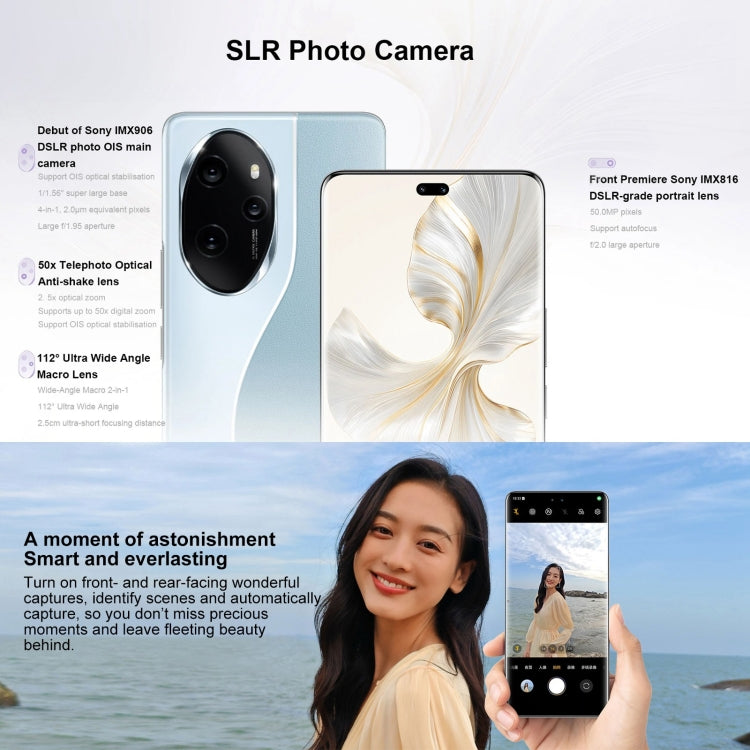 Honor 100 Pro, 16GB+256GB, Screen Fingerprint Identification, 6.78 inch MagicOS 7.2 Snapdragon 8 Gen 2 Octa Core up to 3.19GHz, Network: 5G, NFC, OTG, Support Google Play(Blue) - free shipping - PMc TechLife - Order now!