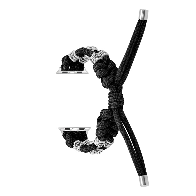 For Apple Watch Ultra 2 49mm Chrysanthemum Beads Paracord Braided Watch Band(Black) - free shipping - PMC Jewellery - Order now!