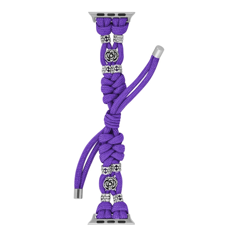 For Apple Watch Ultra 49mm Chrysanthemum Beads Paracord Braided Watch Band(Purple) - free shipping - PMC Jewellery - Order now!