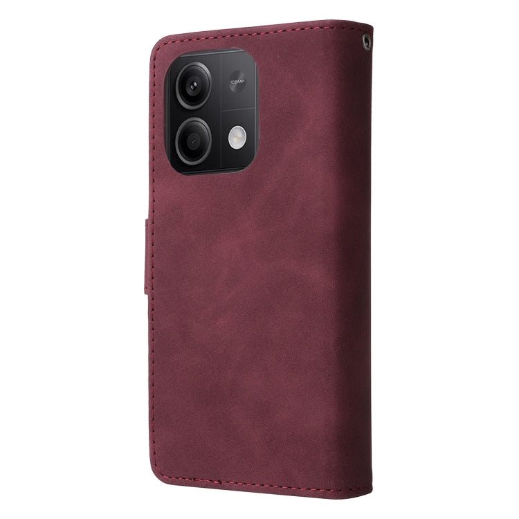 For Xiaomi Redmi Note 13 5G Multifunctional Frosted Zipper Wallet Leather Phone Case(Wine Red) - Note 13 Cases by PMC TechLife | Online Shopping South Africa | PMC TechLife | Buy Now Pay Later Mobicred