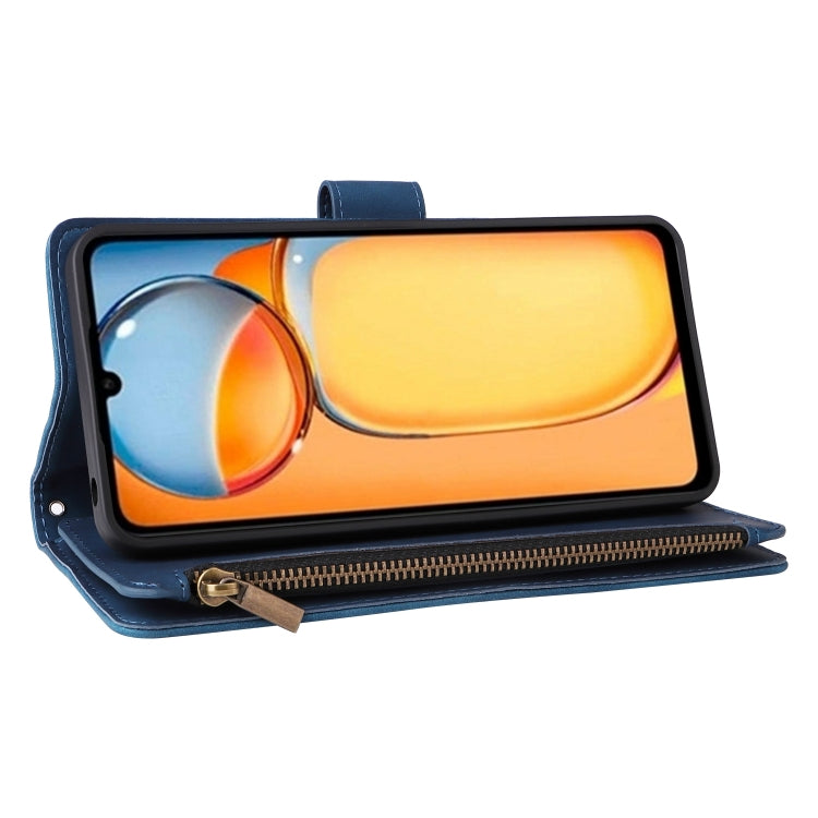 For Xiaomi Redmi 13C 4G Global Multifunctional Frosted Zipper Wallet Leather Phone Case(Blue) - 13C Cases by PMC TechLife | Online Shopping South Africa | PMC TechLife | Buy Now Pay Later Mobicred