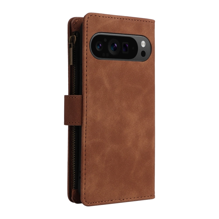 For Google Pixel 9 Pro Multifunctional Multi-Card Wallet Phone Leather Case(Brown) - Google Cases by PMC TechLife | Online Shopping South Africa | PMC TechLife | Buy Now Pay Later Mobicred