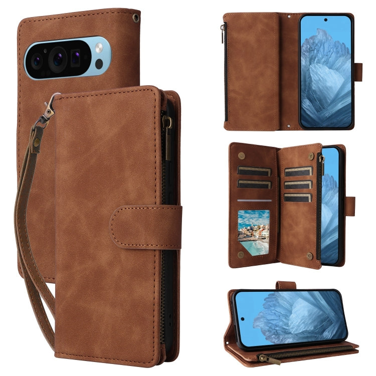 For Google Pixel 9 Multifunctional Multi-Card Wallet Phone Leather Case(Brown) - Google Cases by PMC TechLife | Online Shopping South Africa | PMC TechLife | Buy Now Pay Later Mobicred