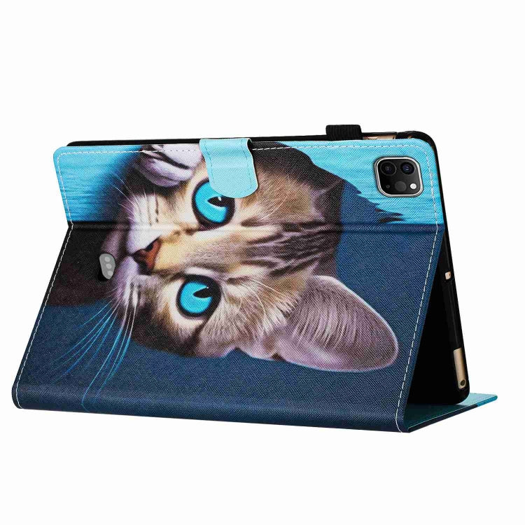 For iPad 11 Pro 2024 / 2020 / Air 4 10.9 Painted Pattern Stitching Smart Leather Tablet Case(Blue Cat) - iPad Air (2022) / (2020) 10.9 Cases by PMC TechLife | Online Shopping South Africa | PMC TechLife | Buy Now Pay Later Mobicred