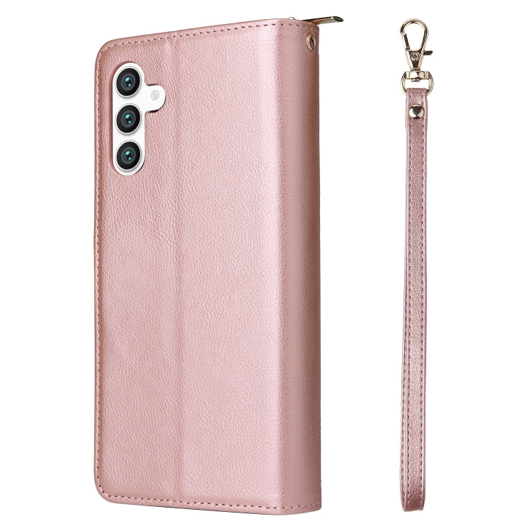 For Samsung Galaxy S24 5G 9-Card Slots Zipper Wallet Bag Leather Phone Case(Rose Gold) - free shipping - PMC Jewellery - Order now!