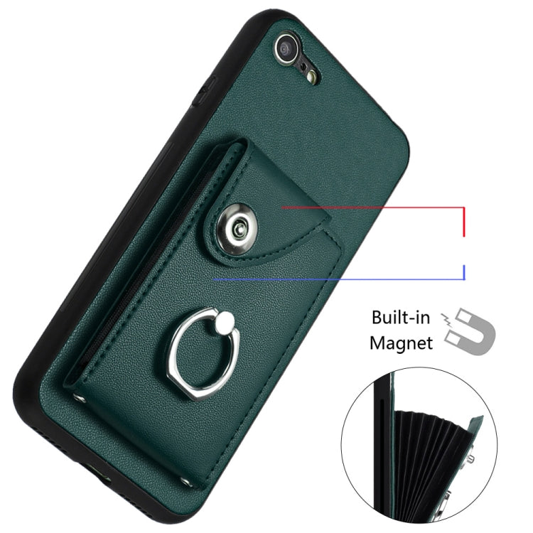 For iPhone SE 2022 / 2020 / 8 / 7 Organ Card Bag Ring Holder Phone Case(Green) - iPhone SE 2022 / 2020 / 8 / 7 Cases by PMC TechLife | Online Shopping South Africa | PMC TechLife