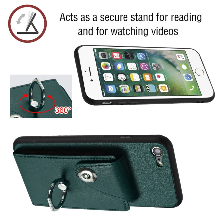 For iPhone SE 2022 / 2020 / 8 / 7 Organ Card Bag Ring Holder Phone Case(Green) - iPhone SE 2022 / 2020 / 8 / 7 Cases by PMC TechLife | Online Shopping South Africa | PMC TechLife