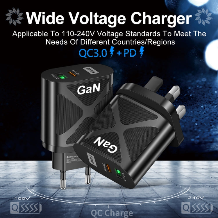65W Gallium Nitride GaN389 USB + Type-C Fast Charging Charger, Plug Type:EU Plug(Black) - USB Charger by PMC TechLife | Online Shopping South Africa | PMC TechLife | Buy Now Pay Later Mobicred