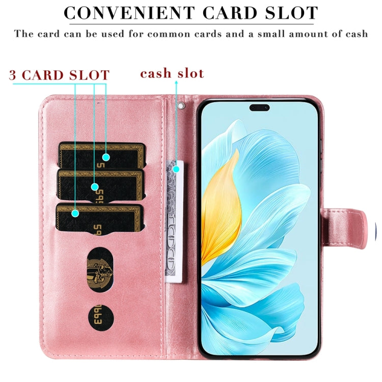 For Honor 200 Lite Global Fashion Calf Texture Zipper Leather Phone Case(Rose Gold) - Honor Cases by PMC TechLife | Online Shopping South Africa | PMC TechLife | Buy Now Pay Later Mobicred