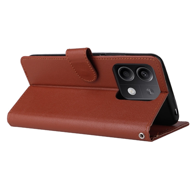 For Xiaomi Redmi Note 13 5G Multifunctional Horizontal Flip Leather Phone Case with Three Card Slot(Brown) - Note 13 Cases by PMC TechLife | Online Shopping South Africa | PMC TechLife | Buy Now Pay Later Mobicred