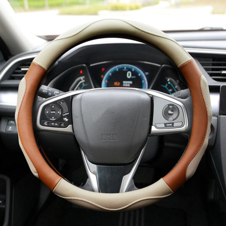 Super Fiber Leather Car Universal Anti-skid Steering Wheel Cover, Diameter: 38cm(Beige Coffee) - Steering Wheel Accessories by PMC TechLife | Online Shopping South Africa | PMC TechLife | Buy Now Pay Later Mobicred